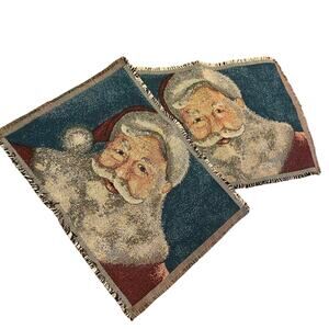 Set of 2 Vintage Santa Claus Placemats - Christmas Linen-Made in USA 19” x 13.5”